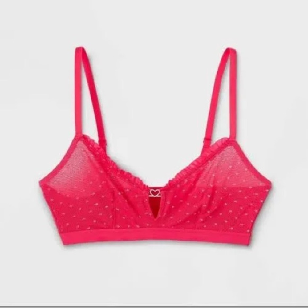 Pink polka dot mesh bralette